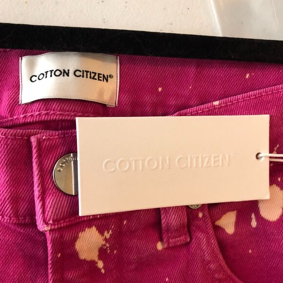 Cotton Citizen Mens Jeans Straight Fit Slim Fuchsia Bleach Splatter 29 - Picture 3 of 4